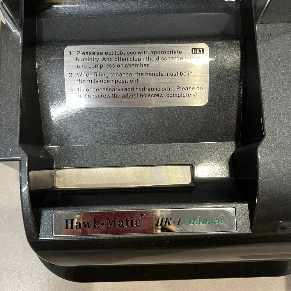 NOB Hawk-Matic HK-1 Manual Cigarette Injector Machine Charcoal Gray Chrome